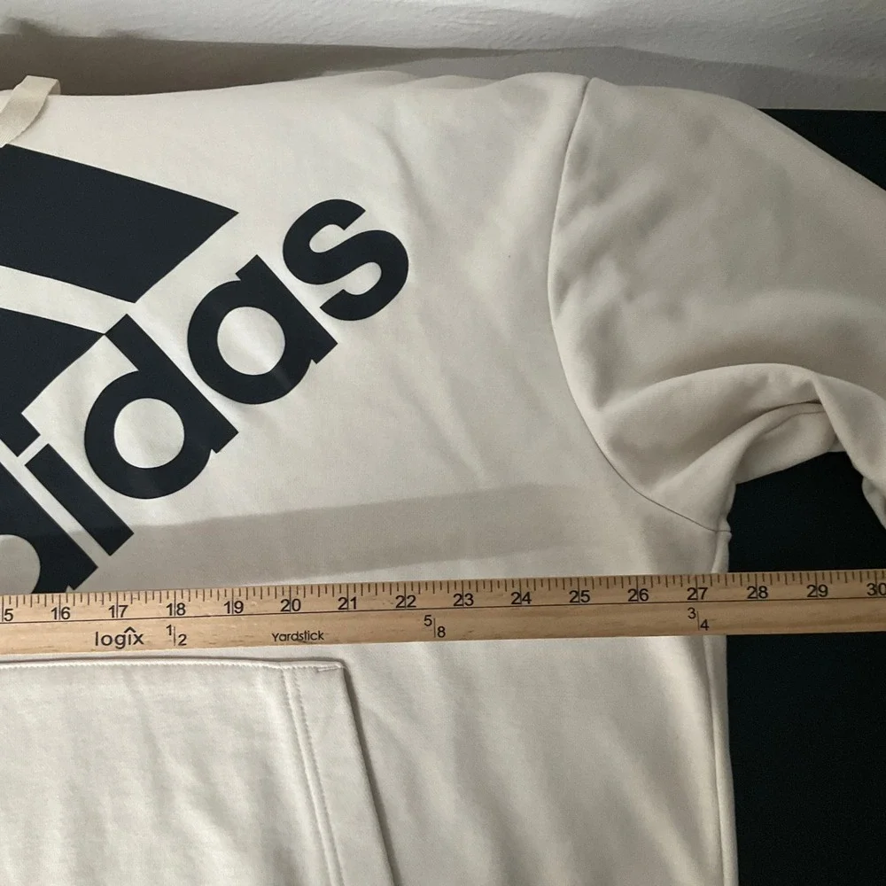 Adidas Mens XXL Cream Graphic‎ Logo Pullover Hoodie Off White Sportswear Comfy